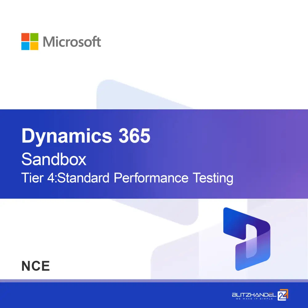 Dynamics 365 Operations - Sandbox 4. szint: Standard Teljesítménytesztelés
